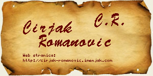 Ćirjak Romanović vizit kartica